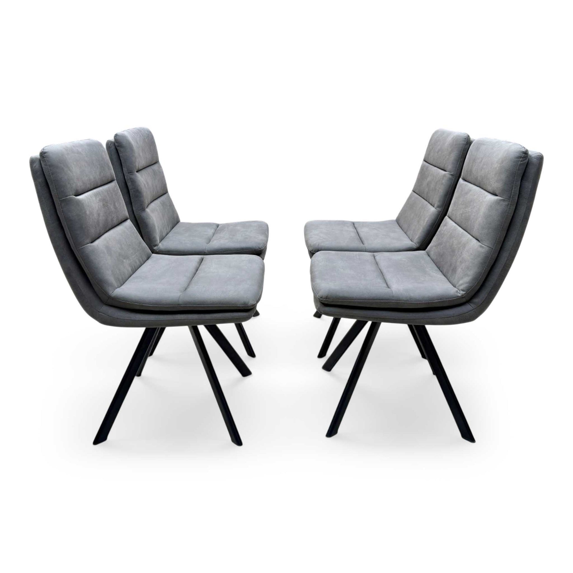 Bodahl 'Njord' Anthracite Faux Leather Swivel Dining Chair - Set of 4 Furniture Village