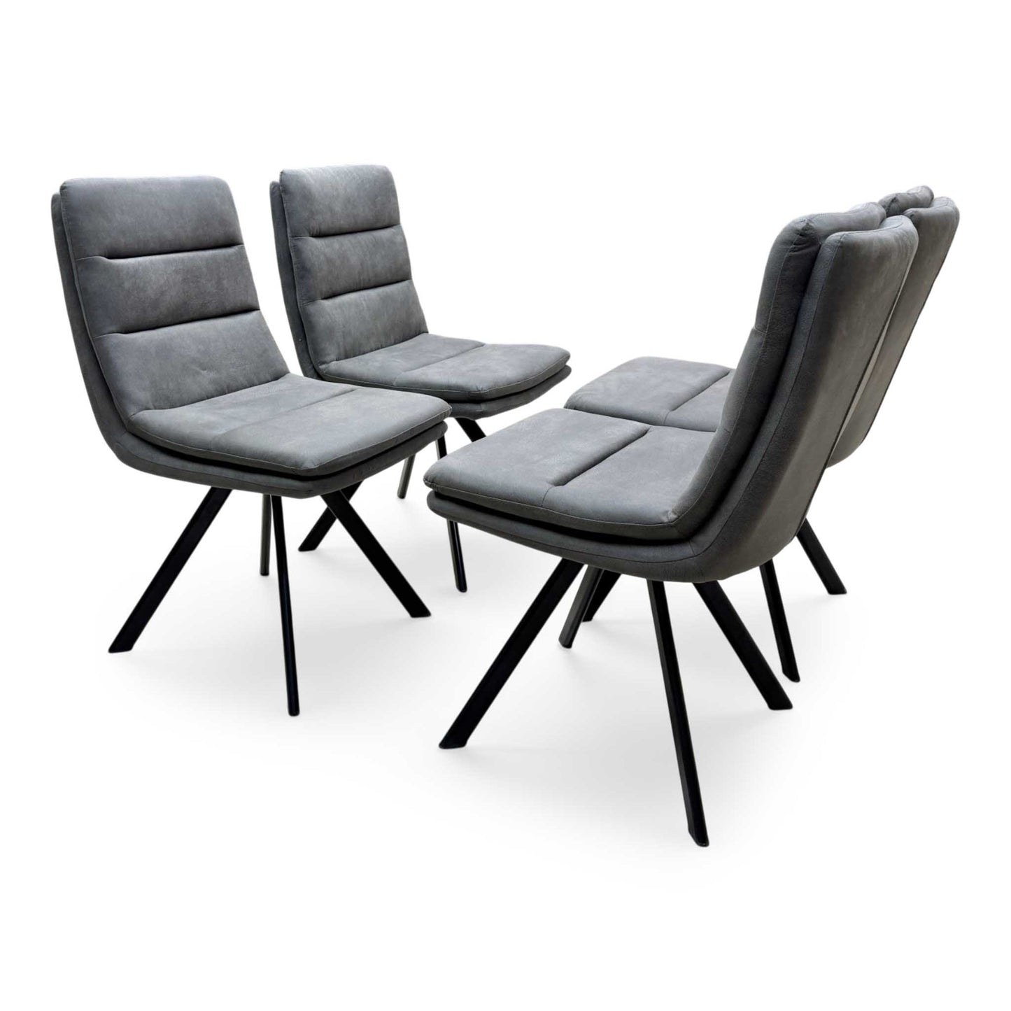 Bodahl 'Njord' Anthracite Faux Leather Swivel Dining Chair - Set of 4 Furniture Village