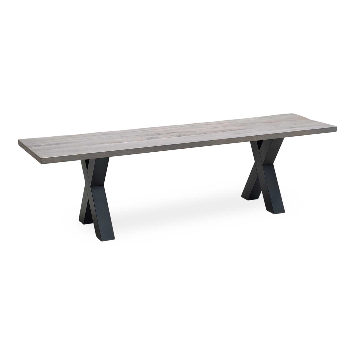 Bodahl 'Loki' 08 Vintage Grey Solid Oak 160cm Dining Bench with All Wooden X-Shaped Legs Furniture Village