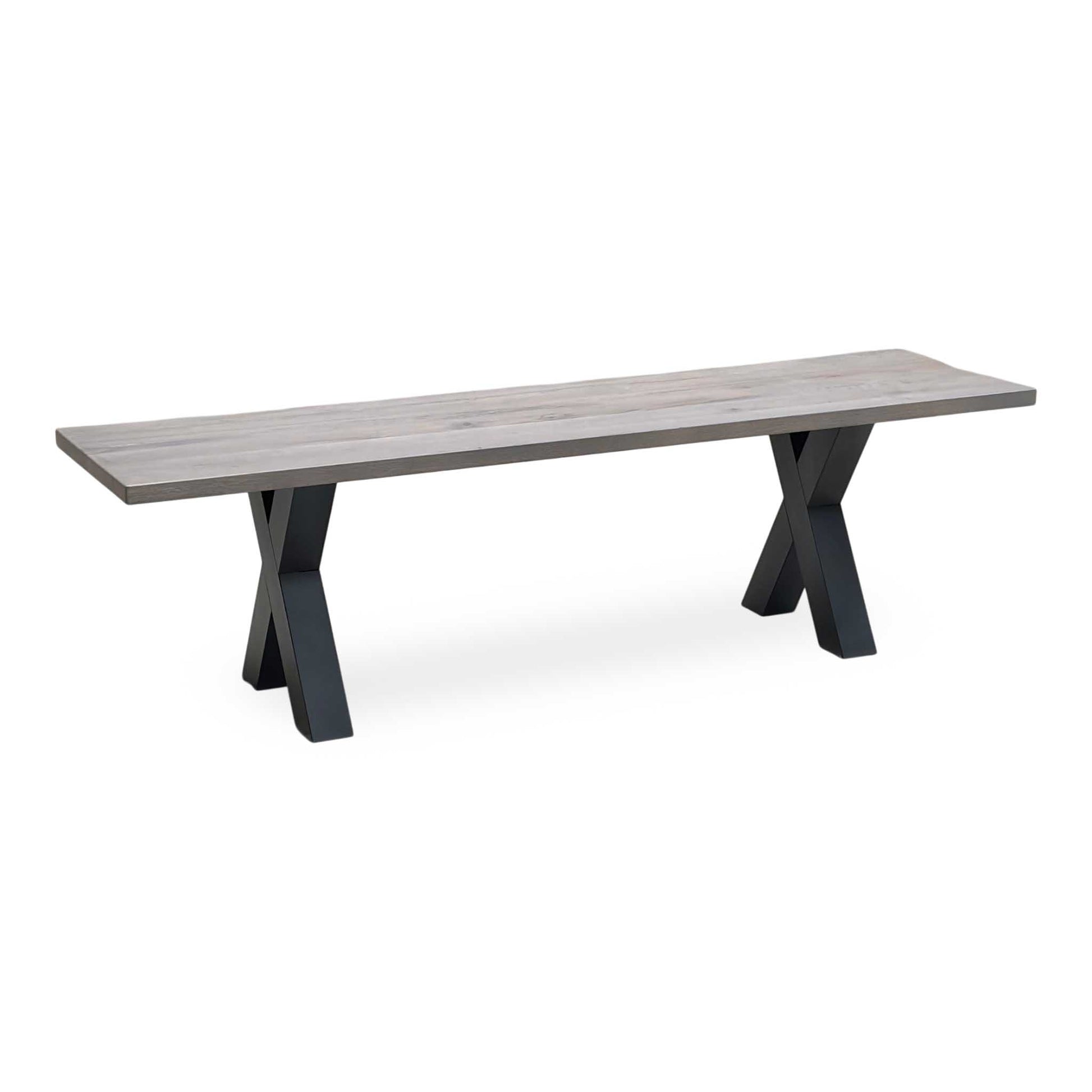 Bodahl 'Loki' 08 Vintage Grey Solid Oak 160cm Dining Bench with All Wooden X-Shaped Legs Furniture Village