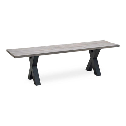 Bodahl 'Loki' 08 Vintage Grey Solid Oak 160cm Dining Bench with All Wooden X-Shaped Legs Furniture Village
