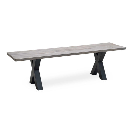 Bodahl 'Loki' 08 Vintage Grey Solid Oak 160cm Dining Bench with All Wooden X-Shaped Legs Furniture Village
