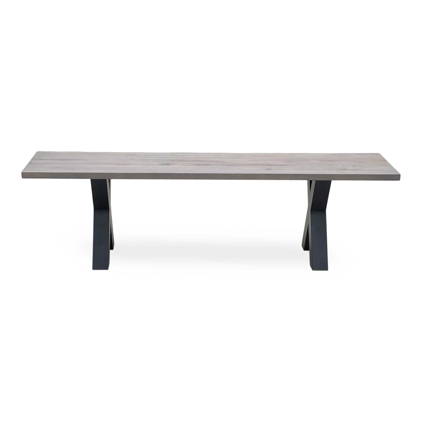 Bodahl 'Loki' 08 Vintage Grey Solid Oak 160cm Dining Bench with All Wooden X-Shaped Legs Furniture Village
