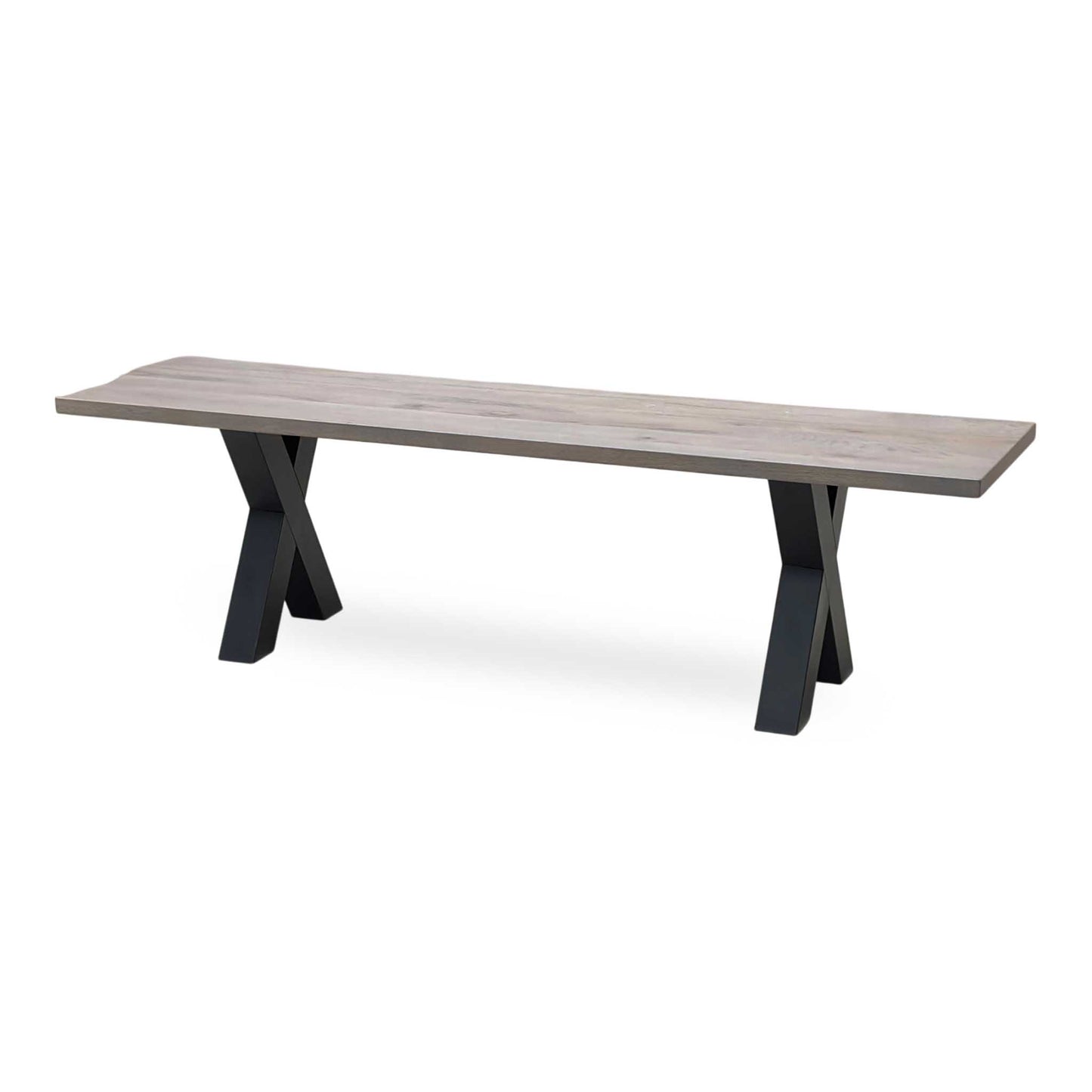 Bodahl 'Loki' 08 Vintage Grey Solid Oak 160cm Dining Bench with All Wooden X-Shaped Legs Furniture Village