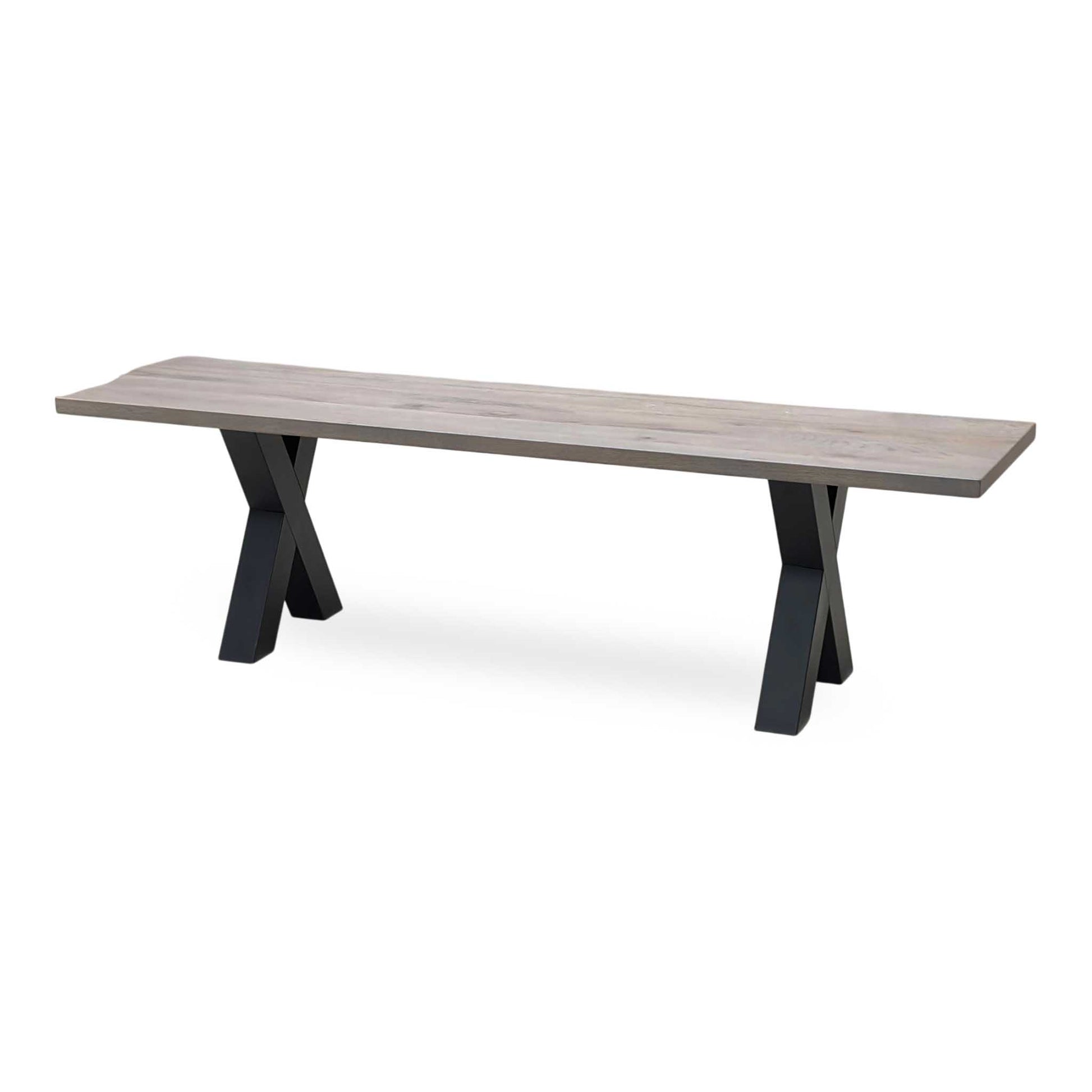 Bodahl 'Loki' 08 Vintage Grey Solid Oak 160cm Dining Bench with All Wooden X-Shaped Legs Furniture Village