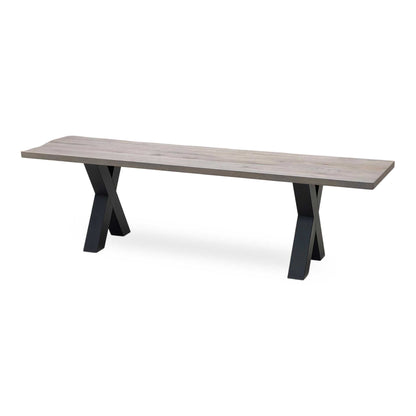 Bodahl 'Loki' 08 Vintage Grey Solid Oak 160cm Dining Bench with All Wooden X-Shaped Legs Furniture Village
