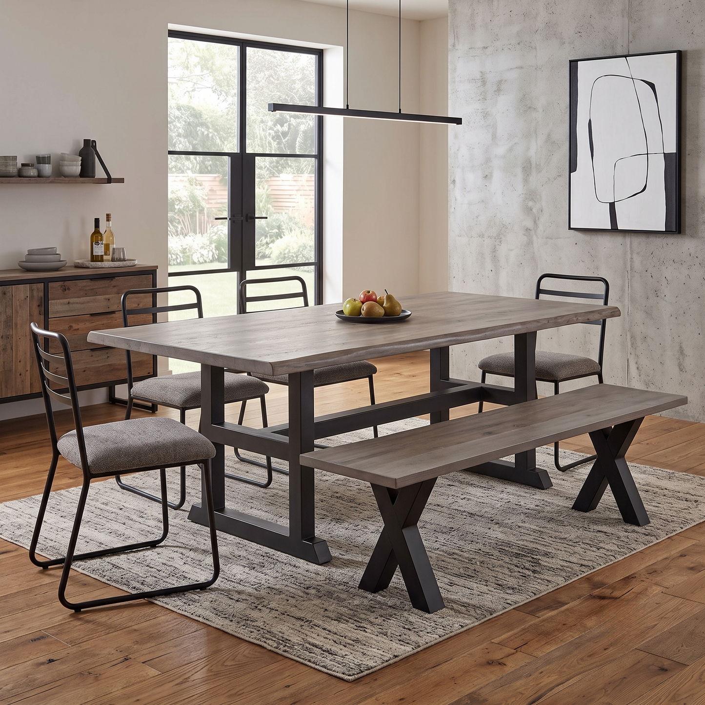 Bodahl 'Loki' 08 Vintage Grey Solid Oak 160cm Dining Bench with All Wooden X-Shaped Legs Furniture Village