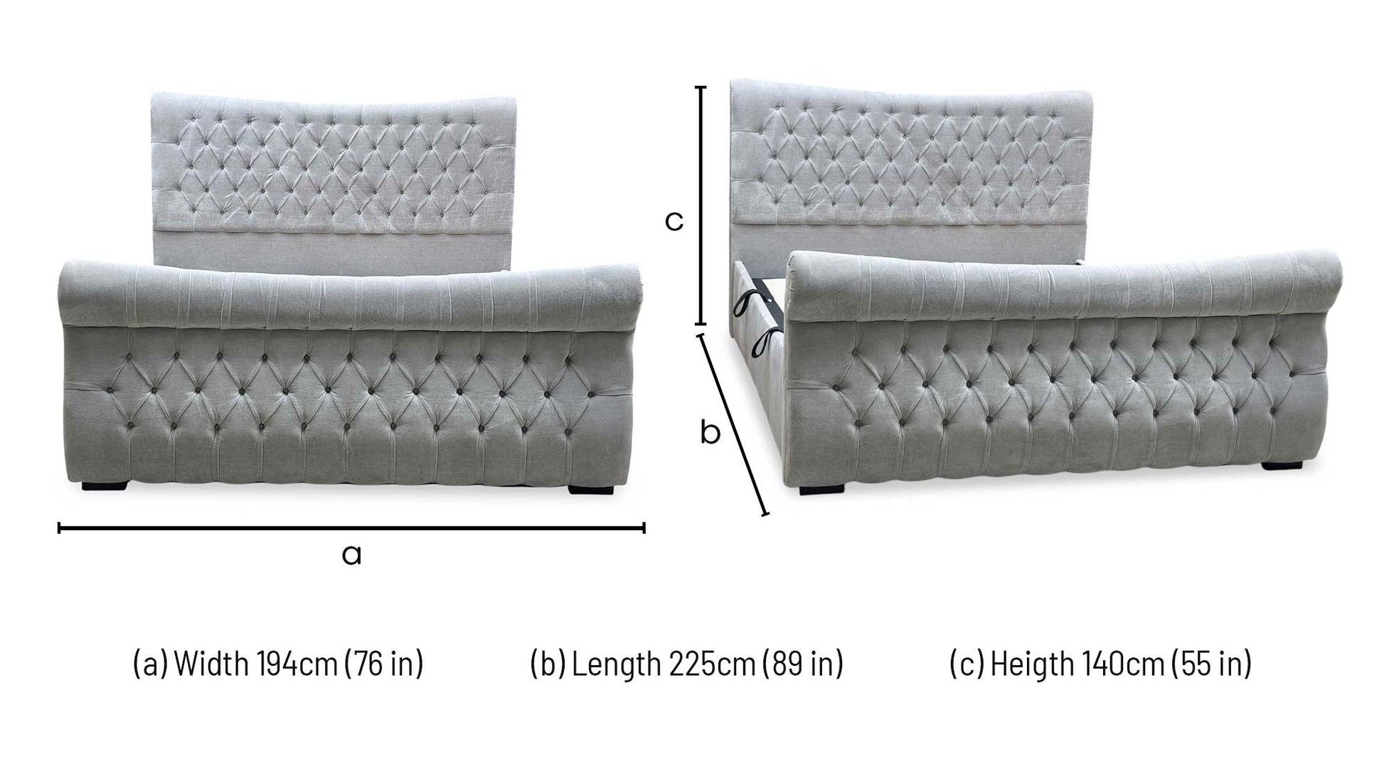 Sleep Story ‘Lance’ Aston Silver Fabric Left Hand Side Opening Ottoman Bed Frame - Super King Furniture Village