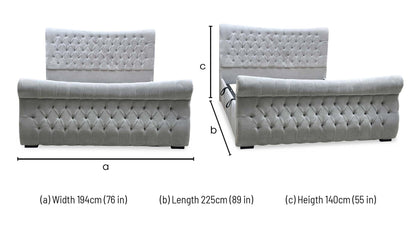 Sleep Story ‘Lance’ Aston Silver Fabric Left Hand Side Opening Ottoman Bed Frame - Super King Furniture Village