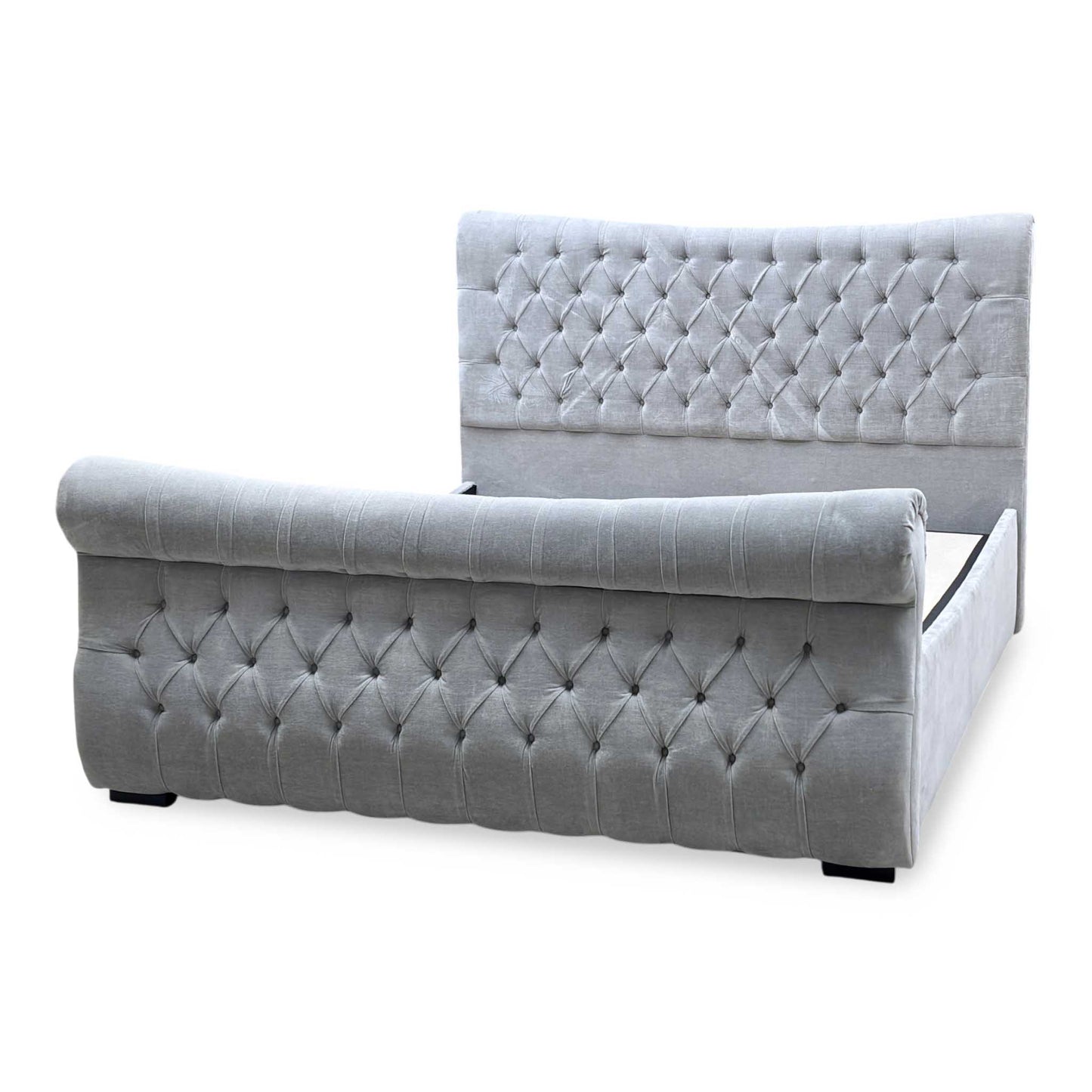 Sleep Story ‘Lance’ Aston Silver Fabric Left Hand Side Opening Ottoman Bed Frame - Super King Furniture Village