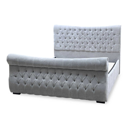 Sleep Story ‘Lance’ Aston Silver Fabric Left Hand Side Opening Ottoman Bed Frame - Super King Furniture Village