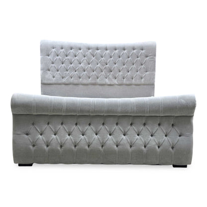 Sleep Story ‘Lance’ Aston Silver Fabric Left Hand Side Opening Ottoman Bed Frame - Super King Furniture Village