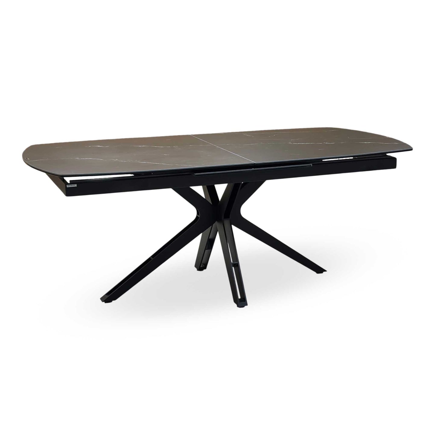 'Jose’ Nero Marquina Black Marble Effect Ceramic Top 200cm Pop Up Extending Dining Table Furniture Village