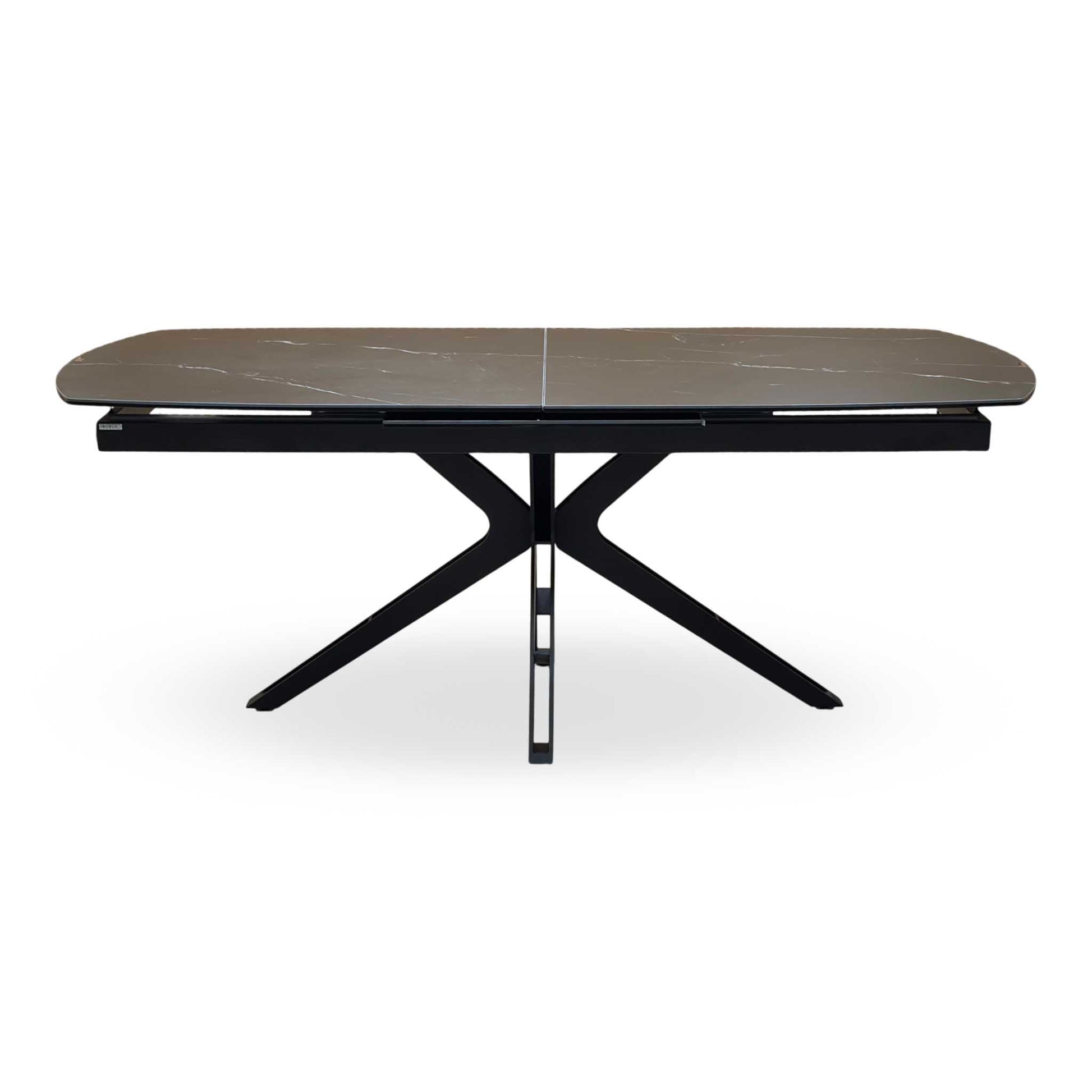 'Jose’ Nero Marquina Black Marble Effect Ceramic Top 200cm Pop Up Extending Dining Table Furniture Village