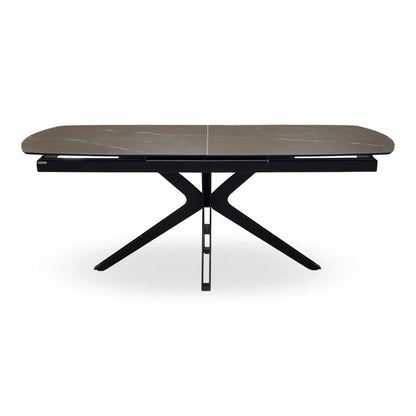 'Jose’ Nero Marquina Black Marble Effect Ceramic Top 200cm Pop Up Extending Dining Table Furniture Village