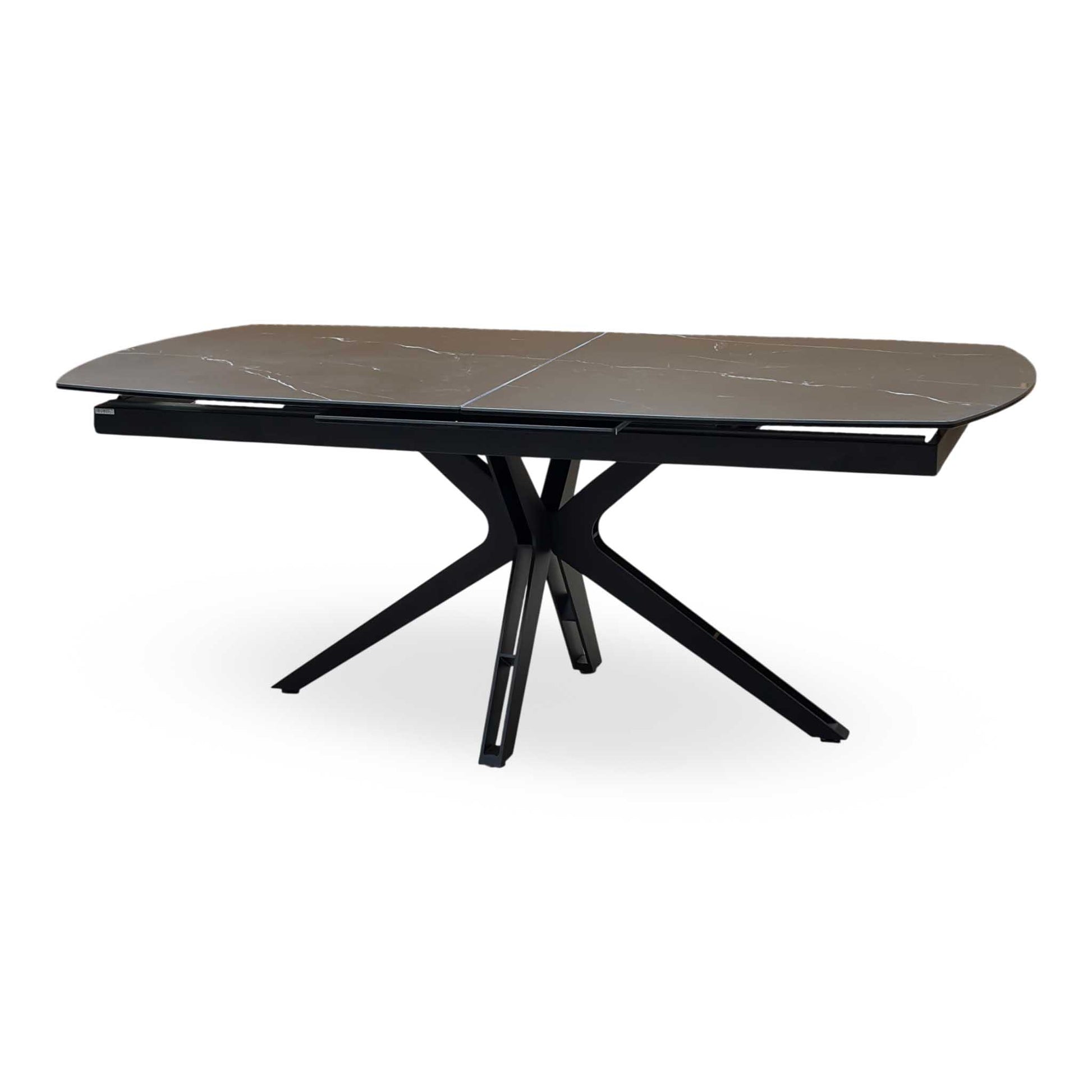 'Jose’ Nero Marquina Black Marble Effect Ceramic Top 200cm Pop Up Extending Dining Table Furniture Village