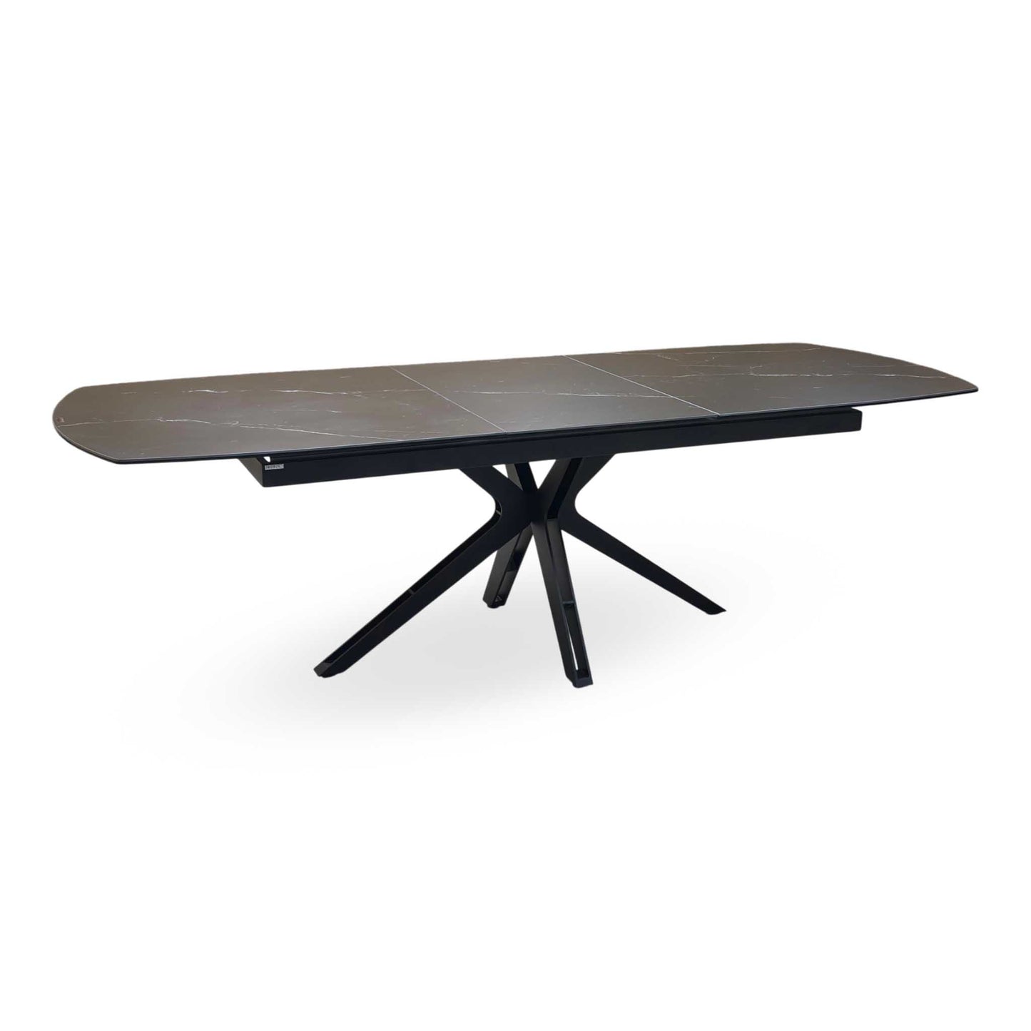 'Jose’ Nero Marquina Black Marble Effect Ceramic Top 200cm Pop Up Extending Dining Table Furniture Village