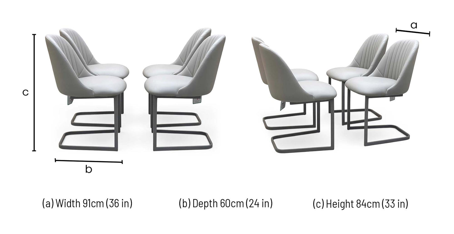 ‘Ivy’ Pale Grey Faux Leather Cantilever Dining Chairs - Set of 4 Furniture Village
