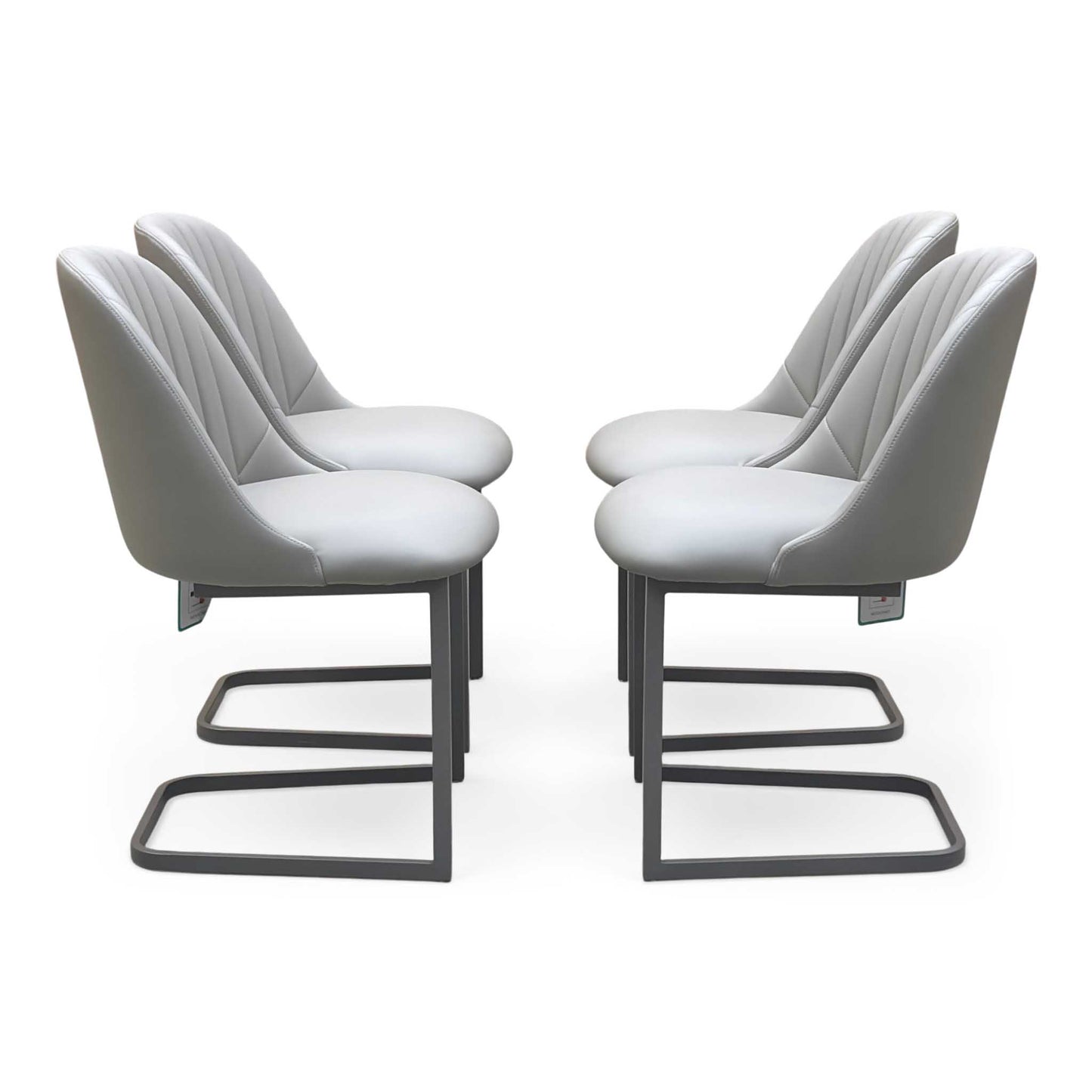 ‘Ivy’ Pale Grey Faux Leather Cantilever Dining Chairs - Set of 4 Furniture Village
