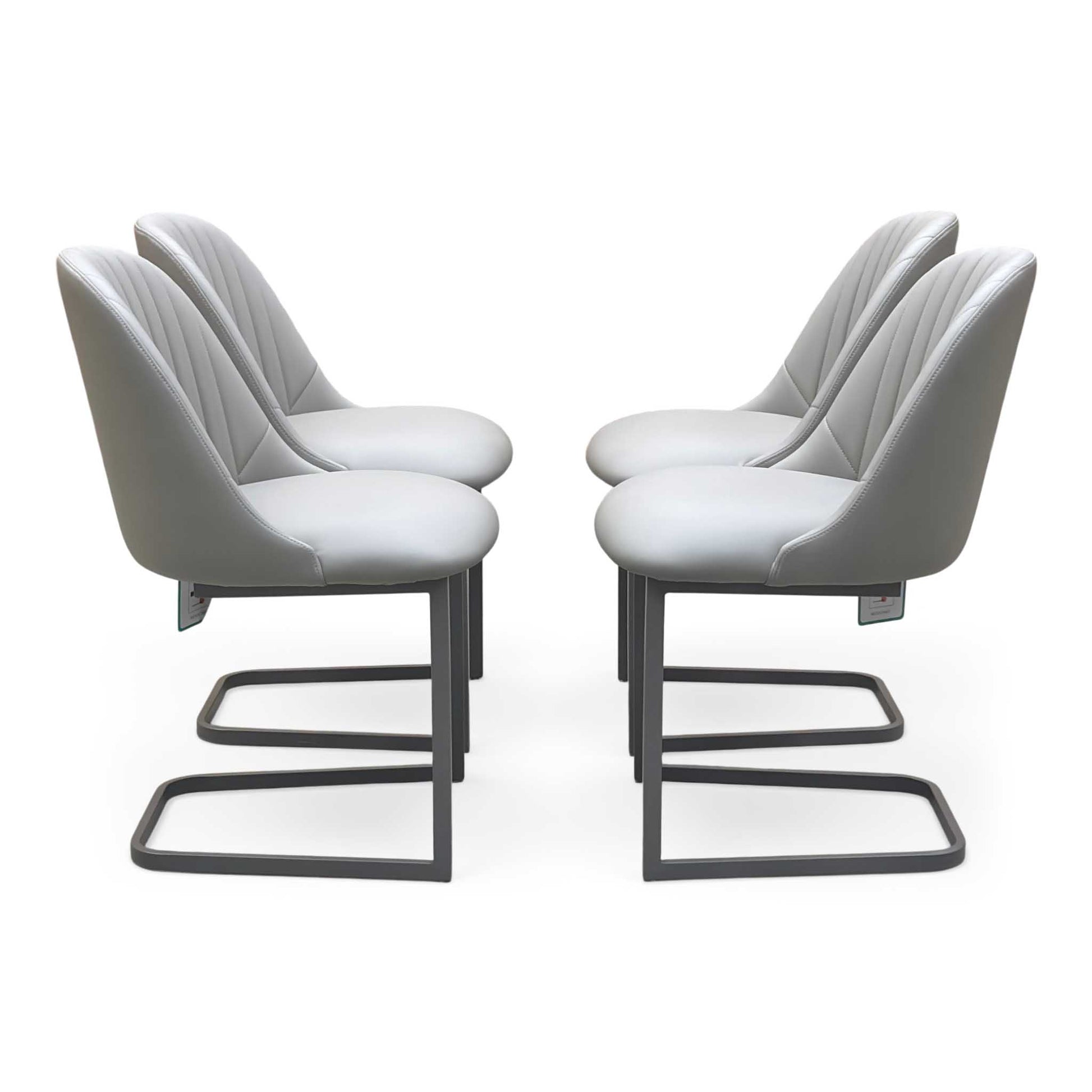‘Ivy’ Pale Grey Faux Leather Cantilever Dining Chairs - Set of 4 Furniture Village