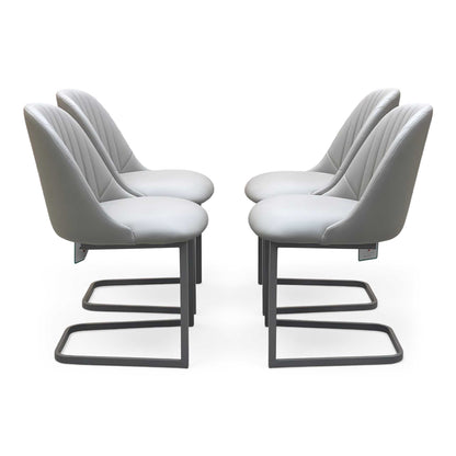 ‘Ivy’ Pale Grey Faux Leather Cantilever Dining Chairs - Set of 4 Furniture Village