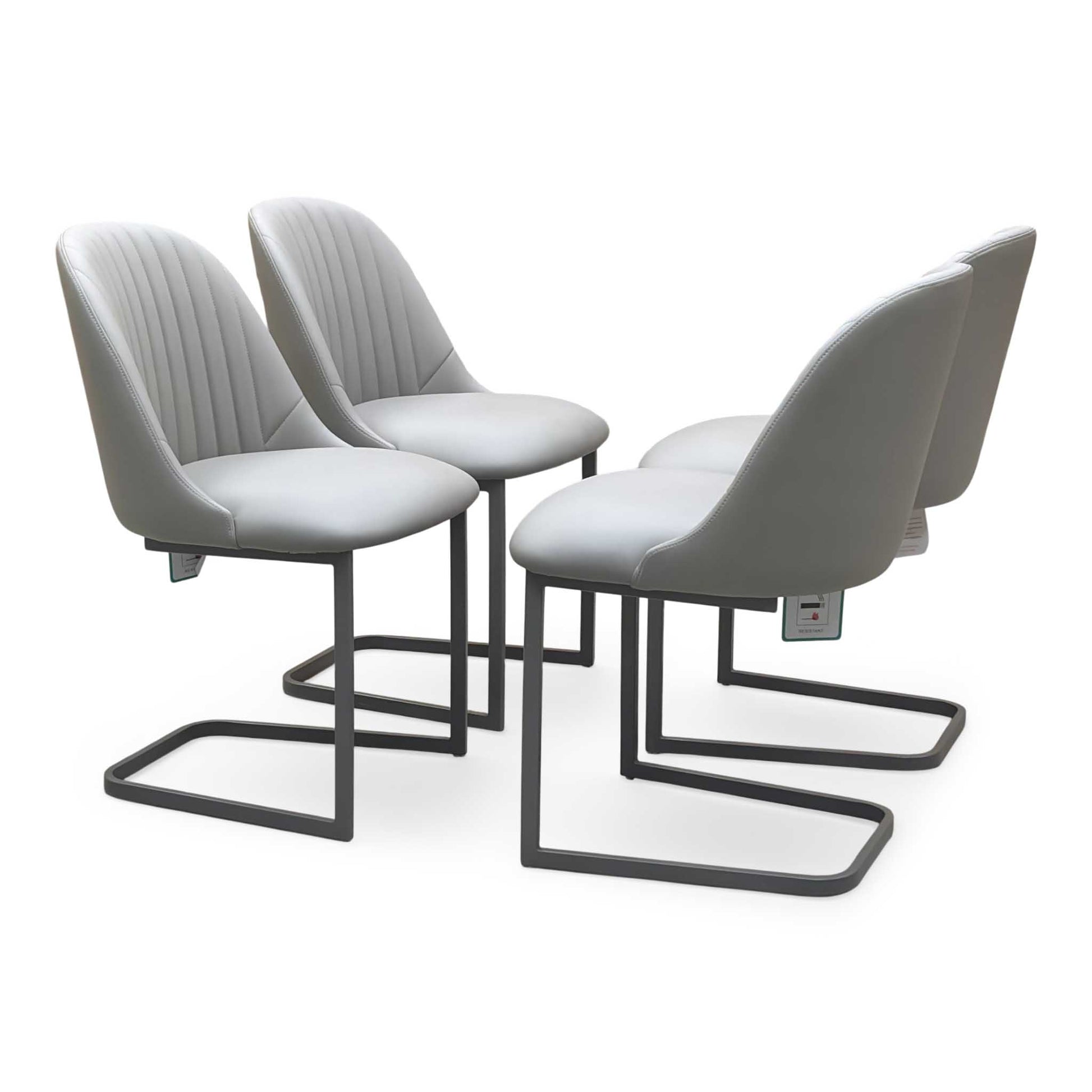 ‘Ivy’ Pale Grey Faux Leather Cantilever Dining Chairs - Set of 4 Furniture Village
