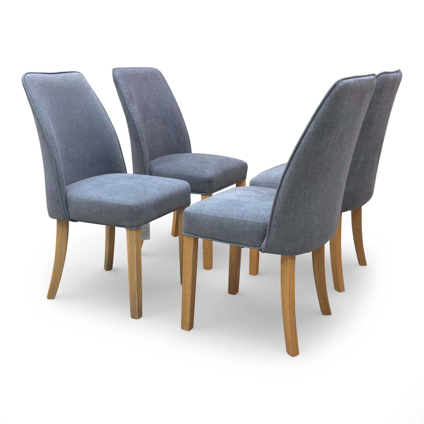‘Hamilton’ Solid American Oak Draw Leaf Extending Dining Table with Charcoal Grey Fabric Dining Chairs - Set of 4 Furniture Village