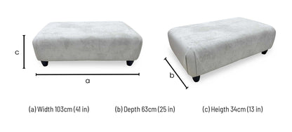 'Farrah' Riga Grey - Zena Silver DW Fabric Footstool Furniture Village