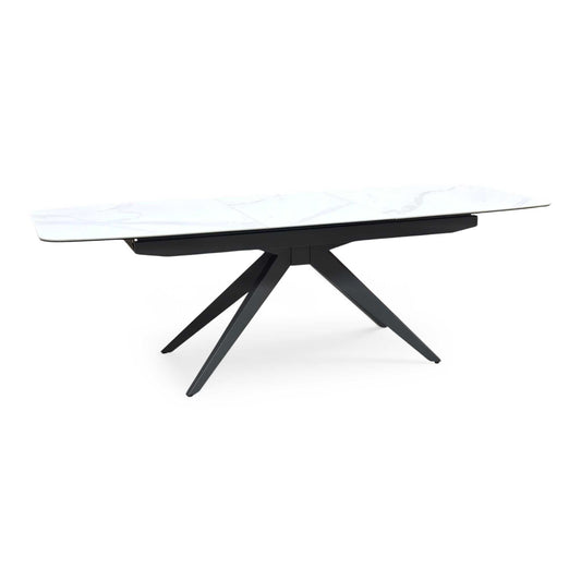 'Carrera' 180cm Pop Up Extending White Ceramic Dining Table Furniture Village