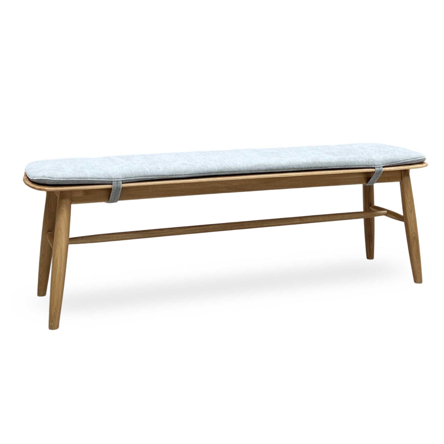 ‘Stockholm' Light Oak 150cm Dining Bench + Grey Bench Pad Furniture Village