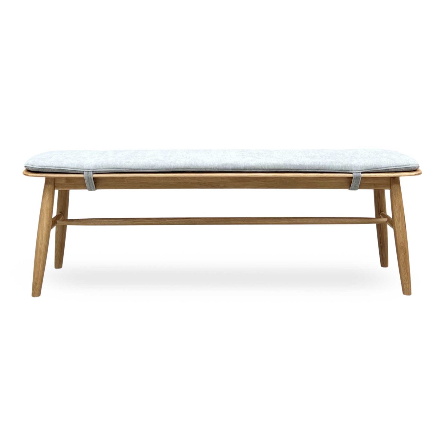 ‘Stockholm' Light Oak 150cm Dining Bench + Grey Bench Pad Furniture Village