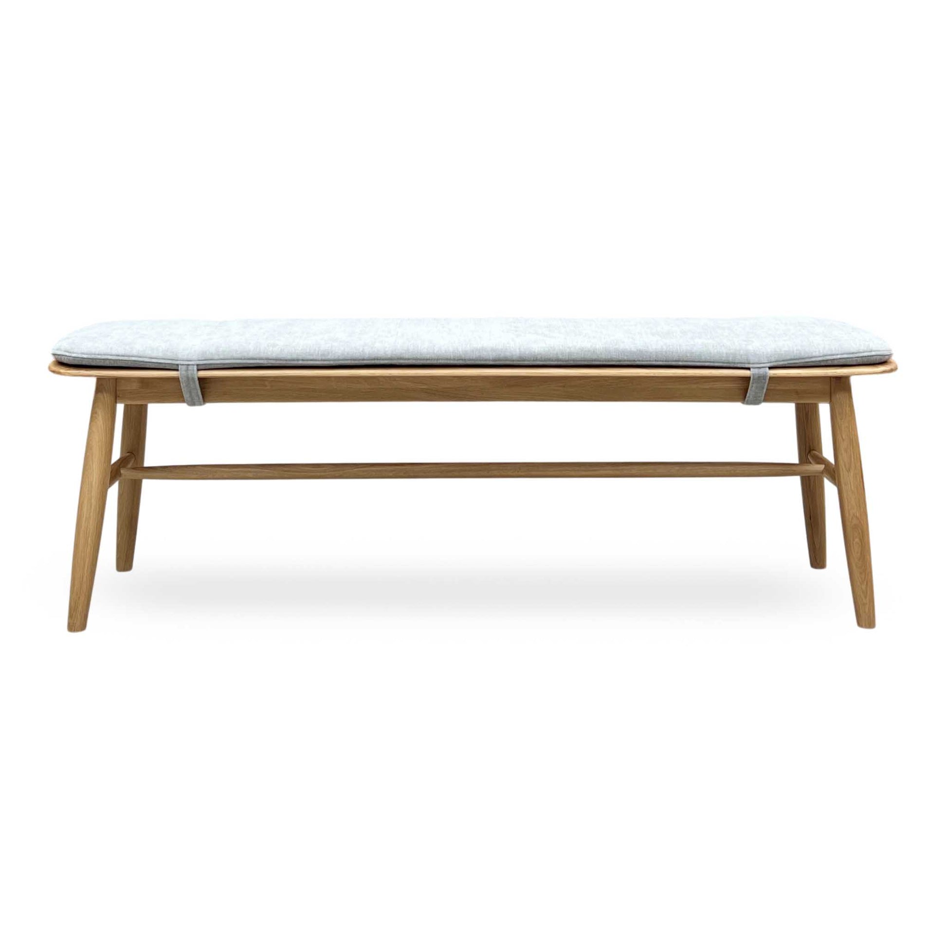 ‘Stockholm' Light Oak 150cm Dining Bench + Grey Bench Pad Furniture Village