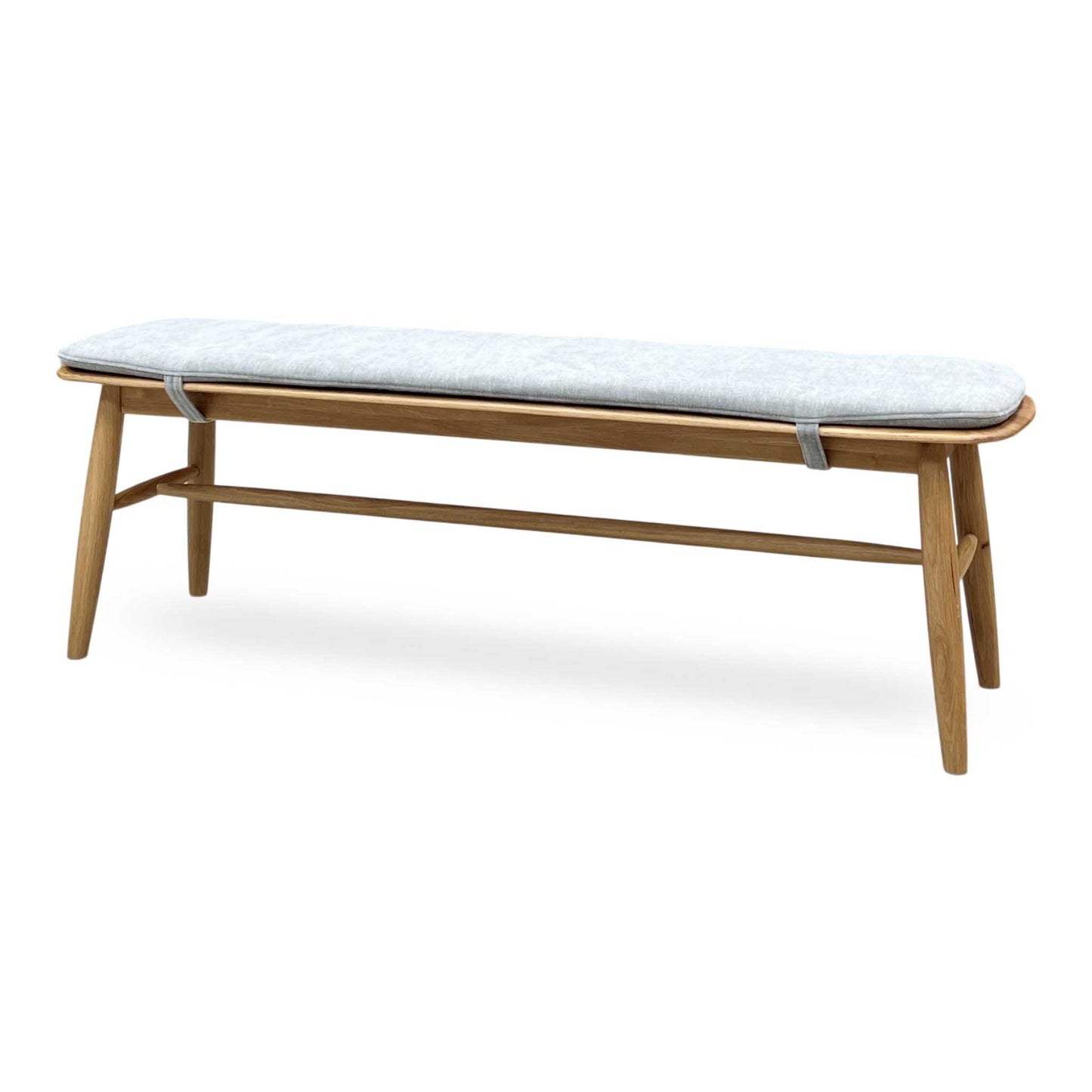 ‘Stockholm' Light Oak 150cm Dining Bench + Grey Bench Pad Furniture Village