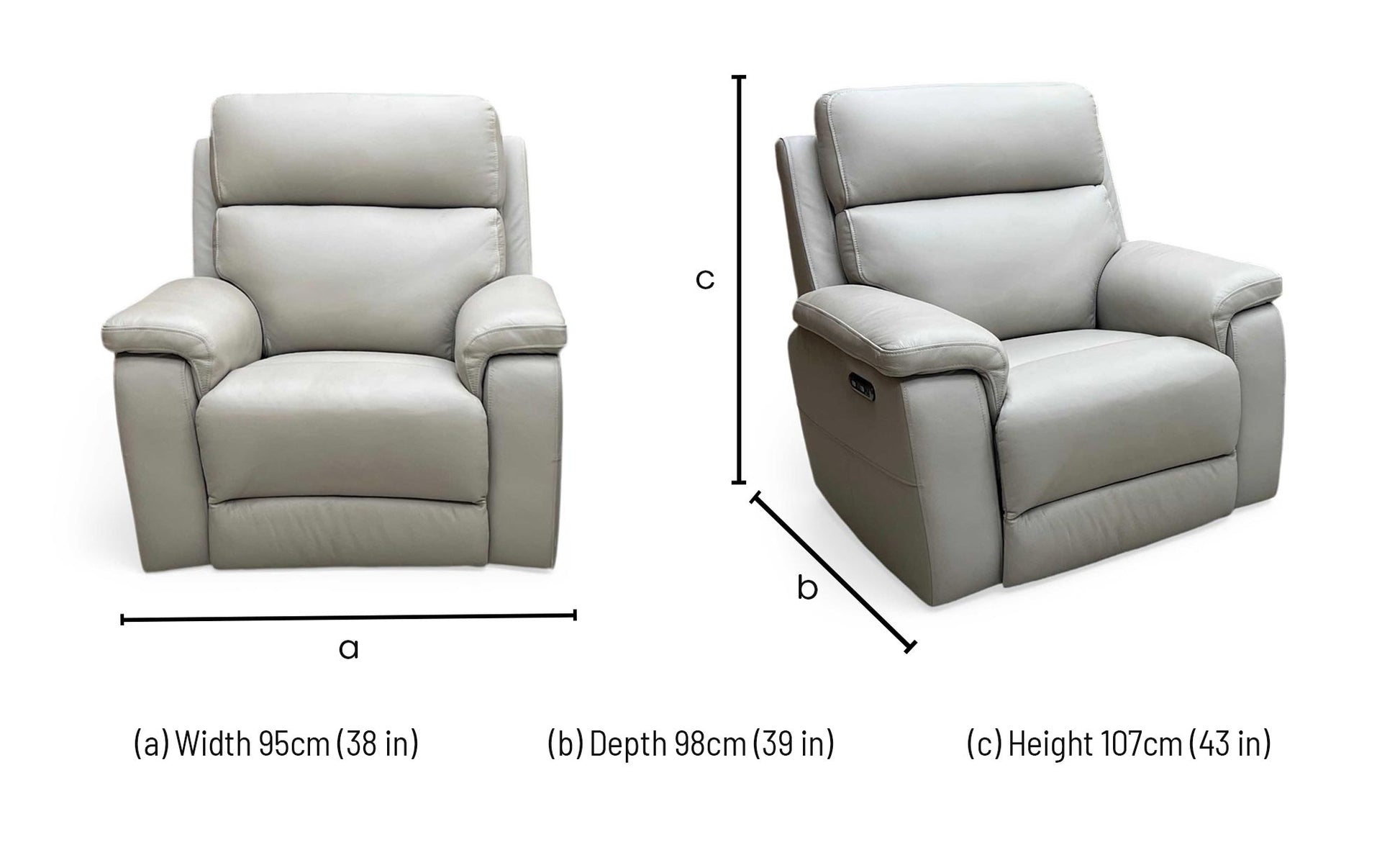 ‘Raven’ Oslo Light Grey Cat-40/27 Leather Power Recliner Chair Furniture Village