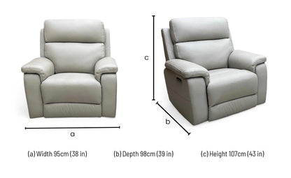 ‘Raven’ Oslo Light Grey Cat-40/27 Leather Power Recliner Chair Furniture Village