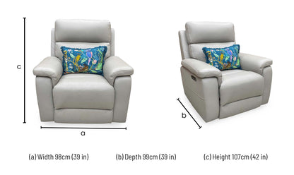 ‘Raven’ Oslo Light Grey Cat-40/27 Leather Power Recliner Chair – view 13