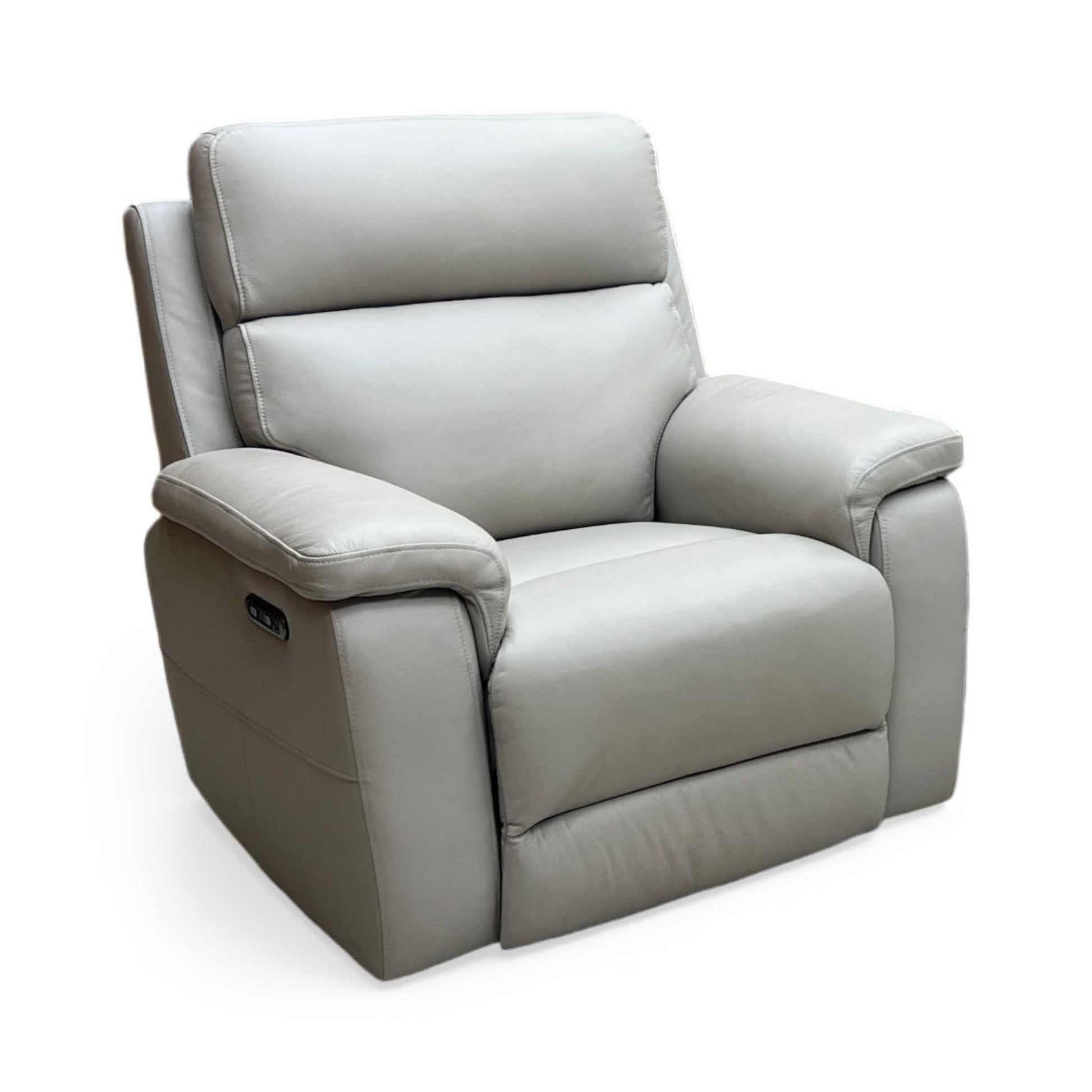 ‘Raven’ Oslo Light Grey Cat-40/27 Leather Power Recliner Chair Furniture Village