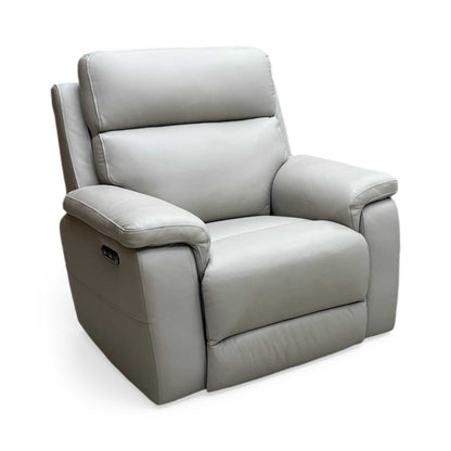 ‘Raven’ Oslo Light Grey Cat-40/27 Leather Power Recliner Chair Furniture Village