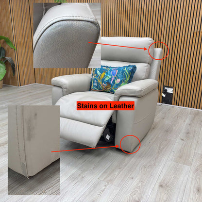 ‘Raven’ Oslo Light Grey Cat-40/27 Leather Power Recliner Chair – view 12