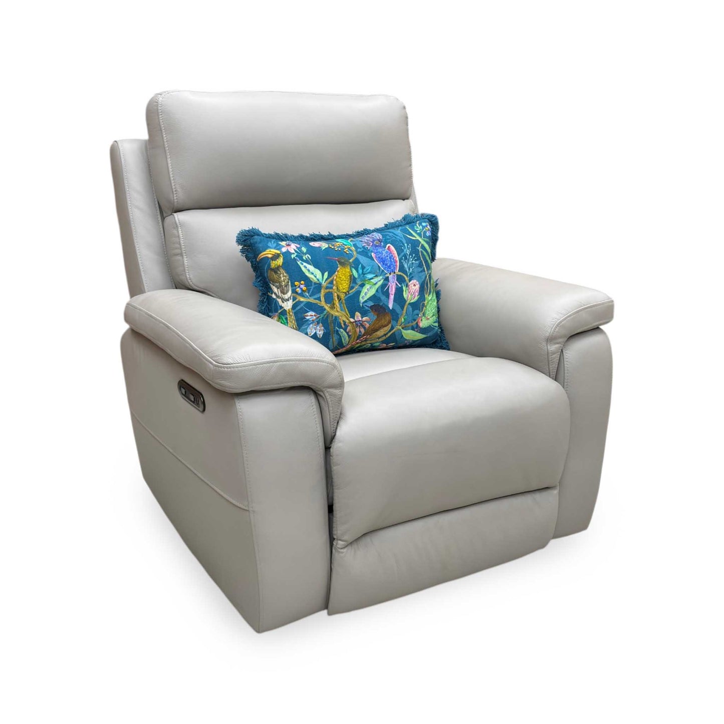 ‘Raven’ Oslo Light Grey Cat-40/27 Leather Power Recliner Chair – view 4