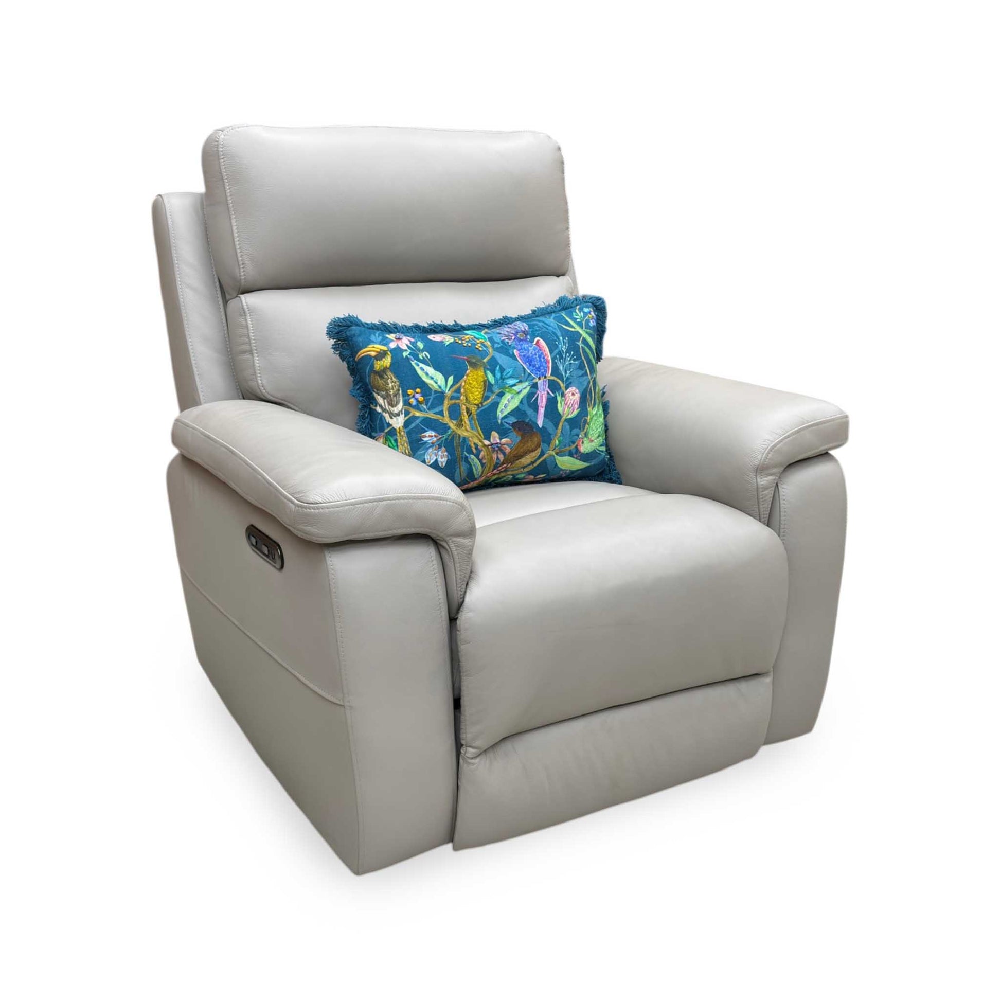 ‘Raven’ Oslo Light Grey Cat-40/27 Leather Power Recliner Chair – view 4
