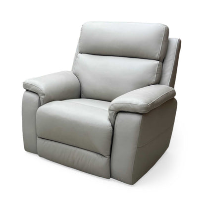 ‘Raven’ Oslo Light Grey Cat-40/27 Leather Power Recliner Chair Furniture Village