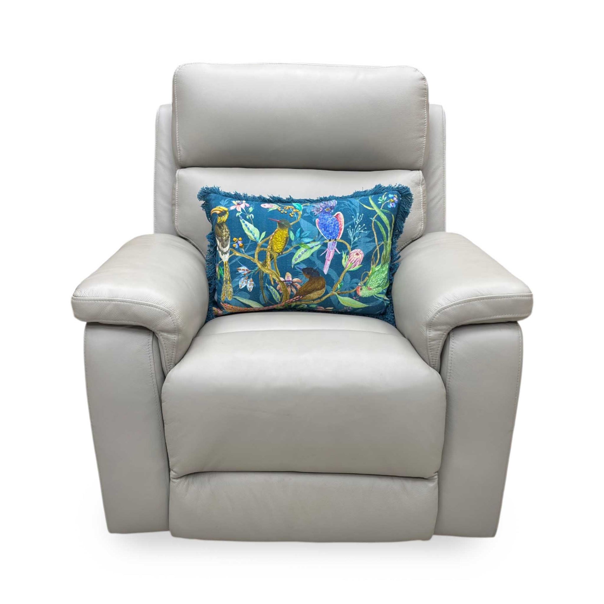 ‘Raven’ Oslo Light Grey Cat-40/27 Leather Power Recliner Chair – view 5