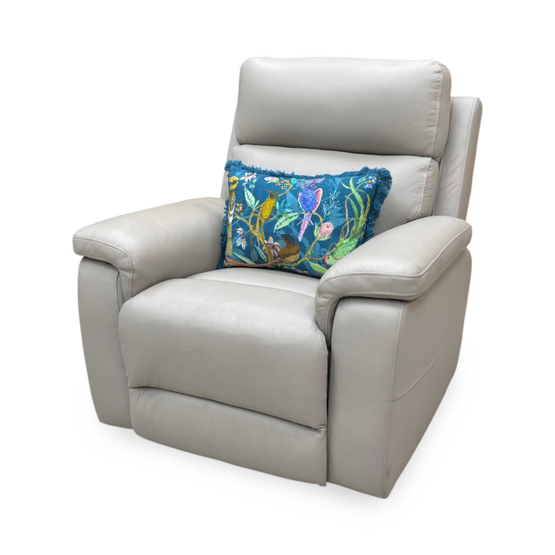‘Raven’ Oslo Light Grey Cat-40/27 Leather Power Recliner Chair – view 6