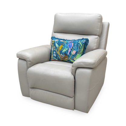 ‘Raven’ Oslo Light Grey Cat-40/27 Leather Power Recliner Chair – view 6