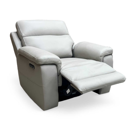 ‘Raven’ Oslo Light Grey Cat-40/27 Leather Power Recliner Chair Furniture Village