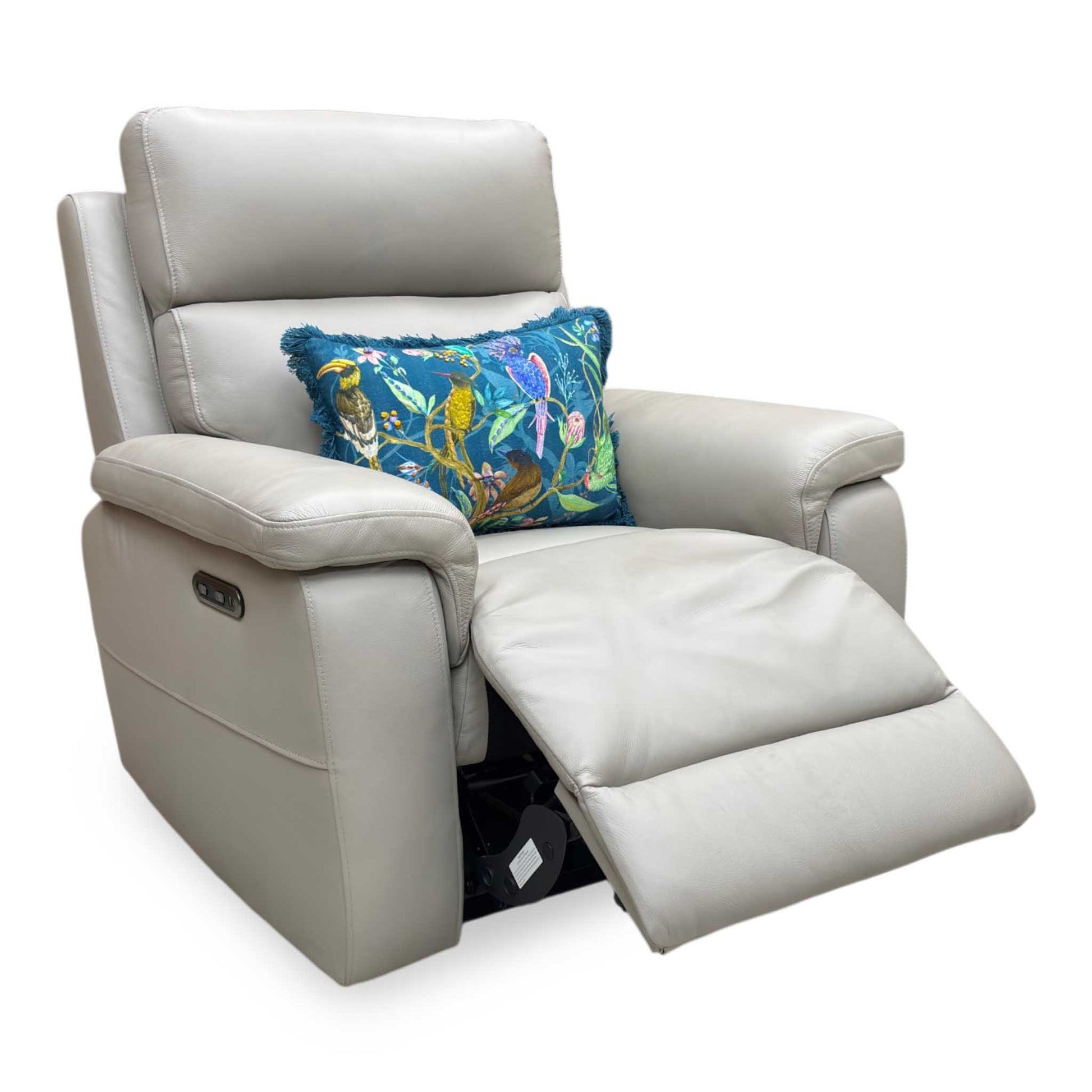 ‘Raven’ Oslo Light Grey Cat-40/27 Leather Power Recliner Chair