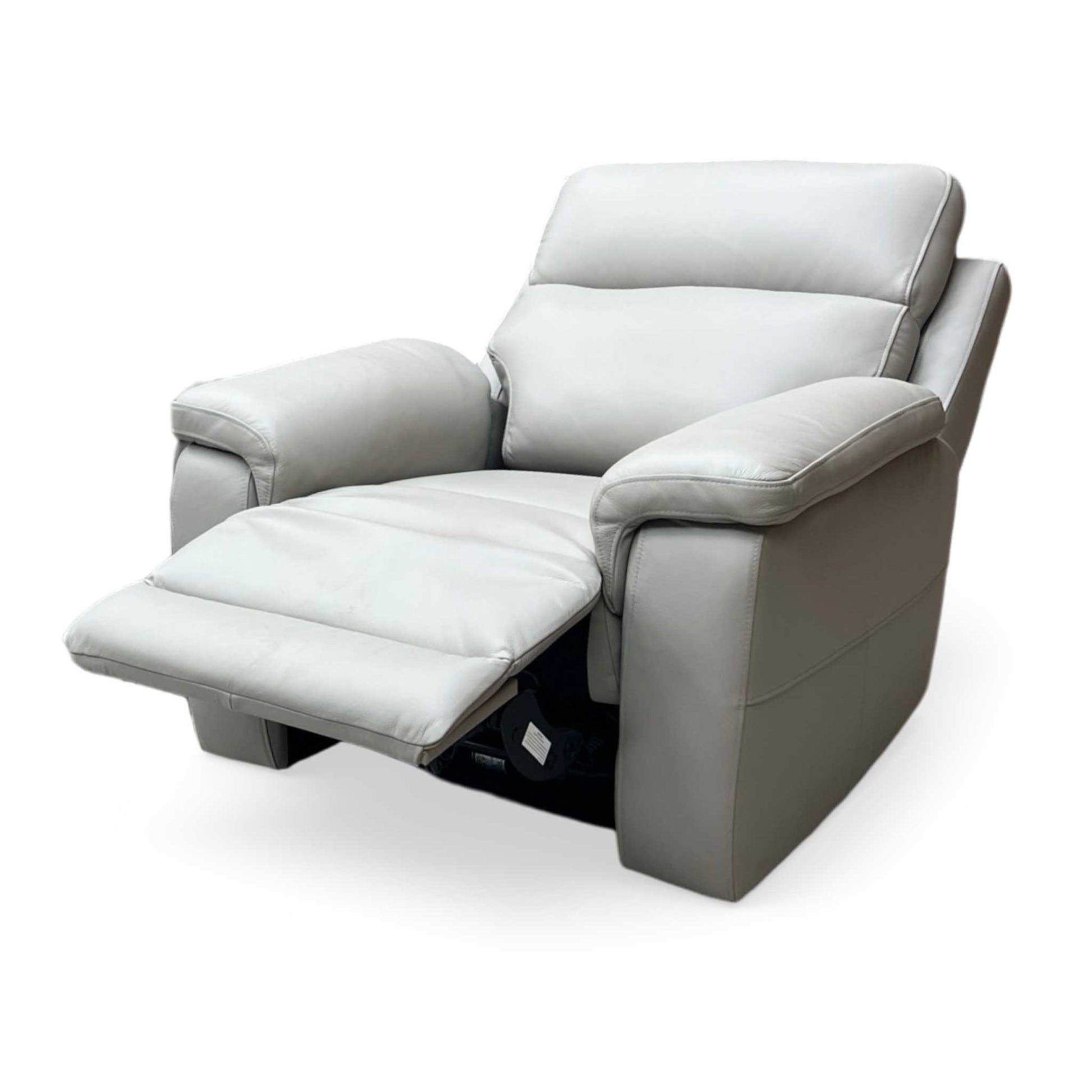 ‘Raven’ Oslo Light Grey Cat-40/27 Leather Power Recliner Chair Furniture Village