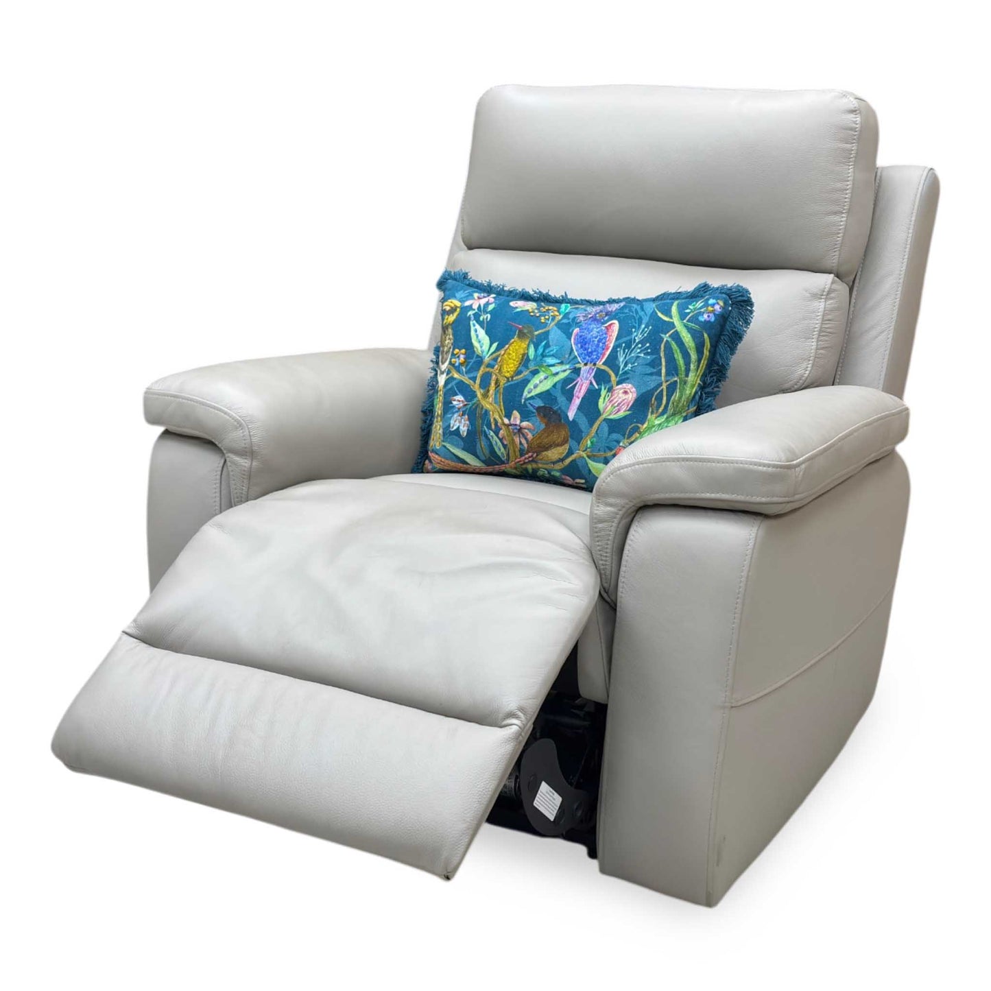 ‘Raven’ Oslo Light Grey Cat-40/27 Leather Power Recliner Chair – view 7