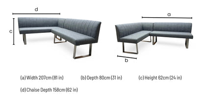 'Grigio' Grey Faux Leather Left-Hand Facing Corner Dining Bench Furniture Village